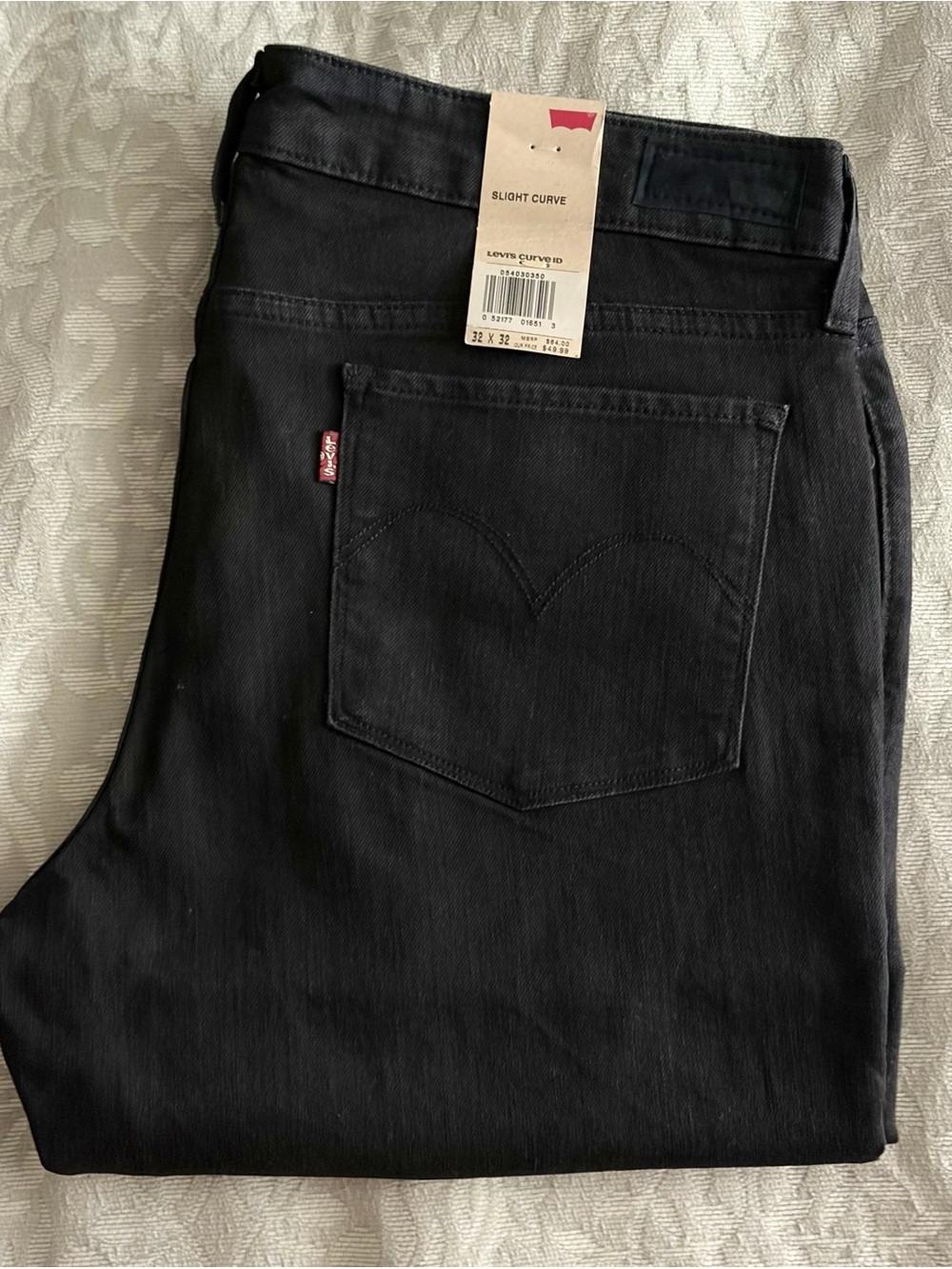 NWT Levis Slight Curve Mid Rise Skinny Jeans 14 32x32 Black Stretch